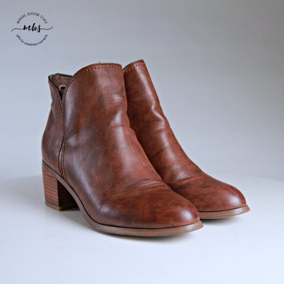 Steve Madden Johan Faux Leather Ankle Booties Brown Women 10 - Picture 3 of 13